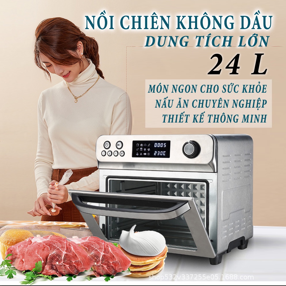 NỒI CHIÊN KHÔNG DẦU DUNG TÍCH LỚN - LÒ NƯỚNG VI SÓNG 24L { CHÍNH HÃNG MKMAOKE} - MÓN NGON TIỆN LỢI DÀNH CHO HÀNG QUÁN