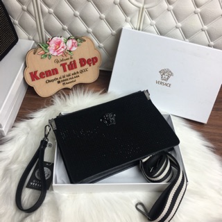 Túi cầm tay clutch đá nhiều màu có hộp kèm dây đeo chéo