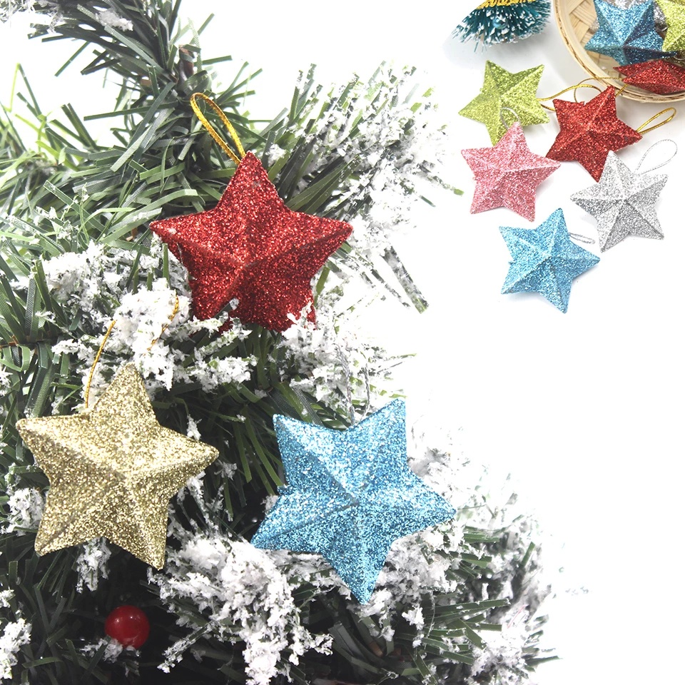 6 Ngôi sao kim tuyến trang trí cây thông noel