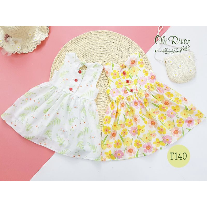 (1->10 tuổi) Váy đầm hoa sát nách Oli River siêu xinh (T140)