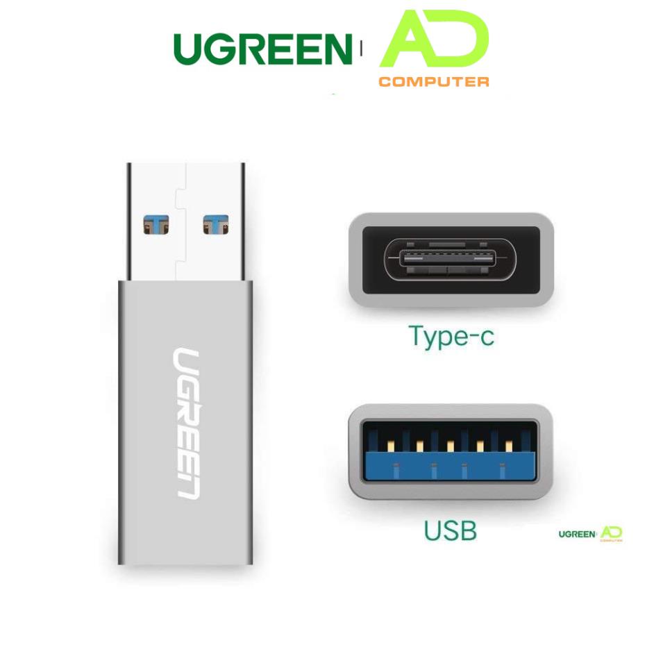 Adapter chuyển đổi USB 3.0 đực sang USB 3.1 Type C cái UGREEN US204 US276  dùng cho PC, laptop,book, điện thoại