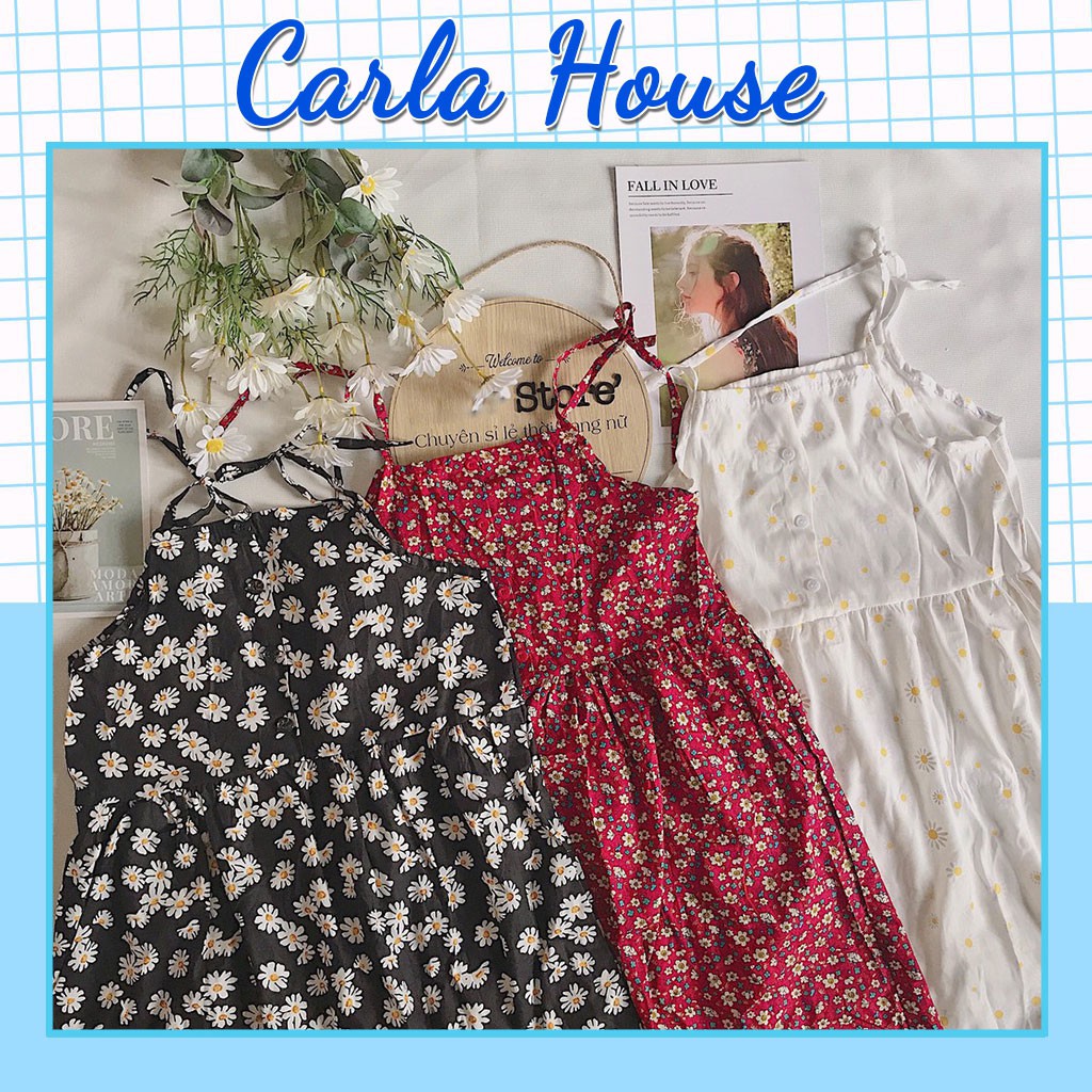 Đầm Hoa Nhí 2 Dây Nữ CARLA Váy Dây Buộc Hoa Nhỏ 3 Màu | BigBuy360 - bigbuy360.vn