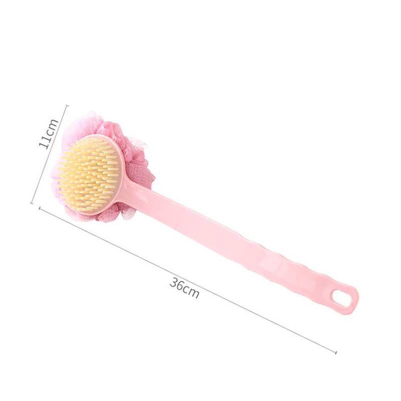(lyfs) bath brush, back scrub brush, back massage brush, body massage spa, long handle, bath ball, two-function brush, 36 cm [ready stock]