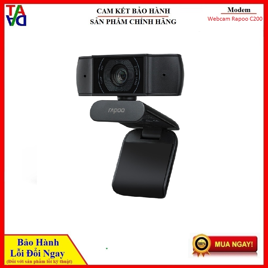 Webcam Rapoo C200 HD 720P - Hàng chính hãng - Bảo Hành 12 Tháng