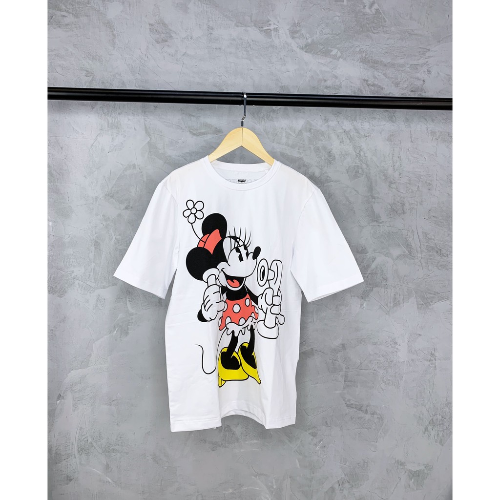 (HÀNG XUẤT XỊN) Áo LV01 trắng MICKEY TEE UNISEX Made in Cambodia Full tag code Size XS S M L