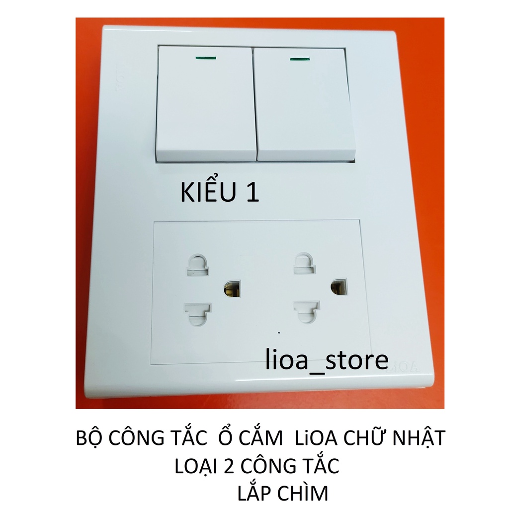 BỘ CÔNG TẮC Ổ CẮM LiOA CHỮ NHẬT - LOẠI CÔNG TẮC ĐÔI BẢN TO LẮP CHÌM.
