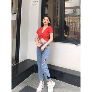 Áo croptop ôm nhún eo