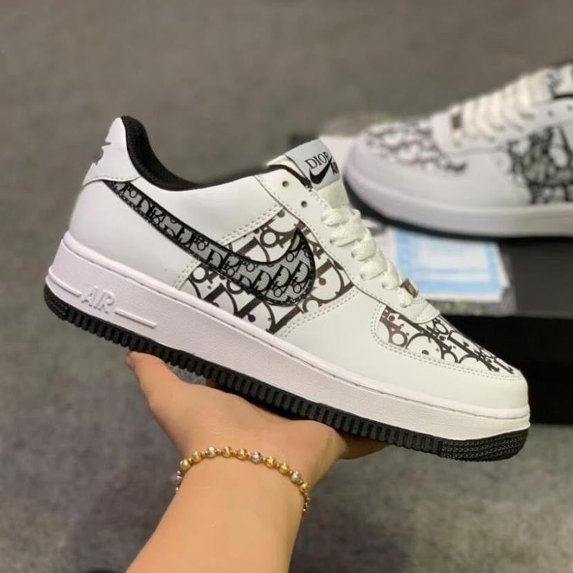Giày thể thao AF1 vải đen trắng xám Hot trend, Giày sneaker FORCE 1 trắng dùng đi học,tập gym,chạy bộ