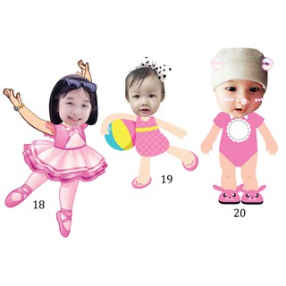 Combo 3 chibi thiết kế bé gái trang trí sinh nhật