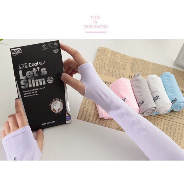 [ Hàng Chuẩn ] Găng tay chống nắng Letslim Hàn Quốc xỏ ngón siêu giãn 4 Chiều Cotton mát lạnh