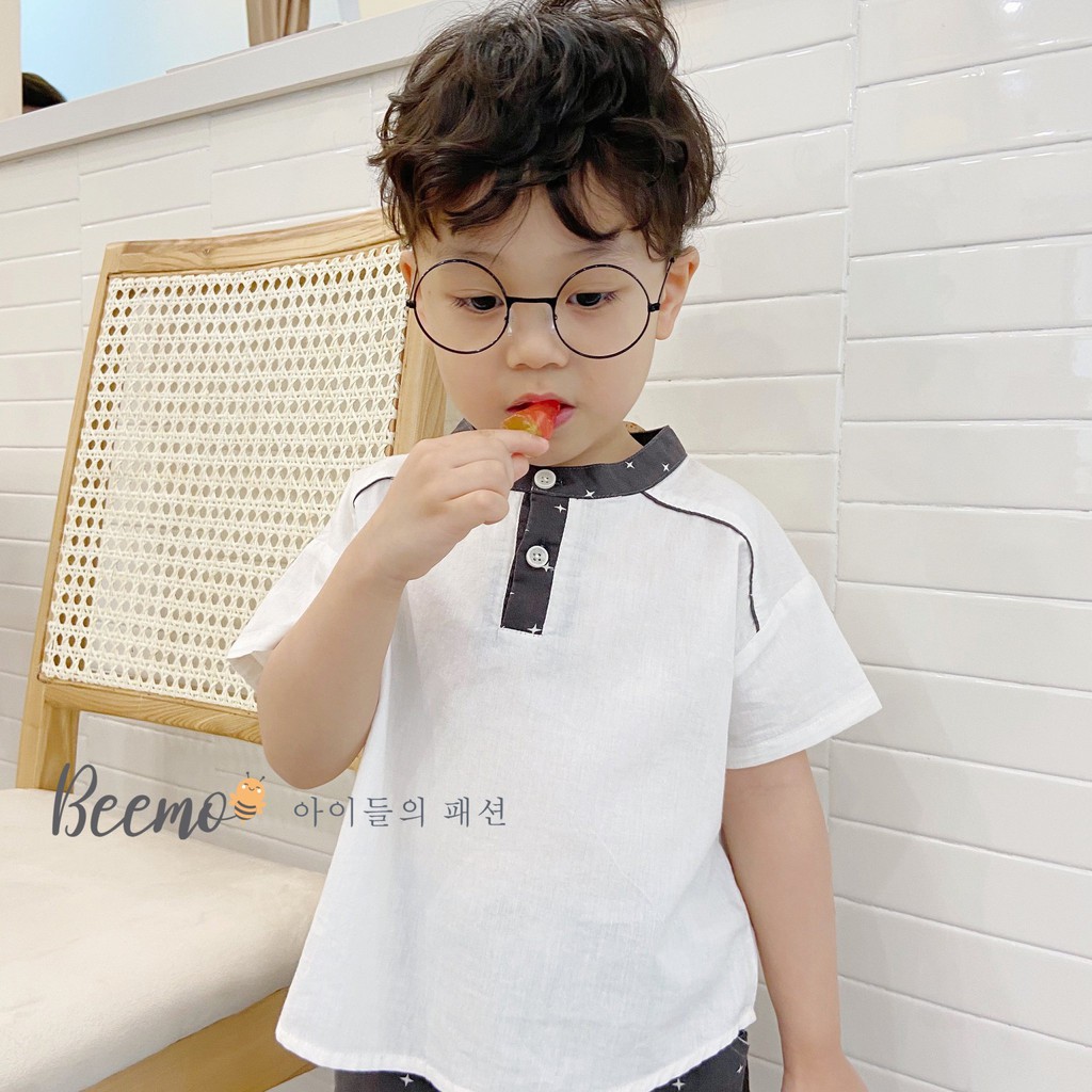 [Maruhouse]Set bộ đồ bé trai áo trắng quần kaki thô mềm mùa hè COOL ngầu_thời trang trẻ em từ 1-5 tuổi