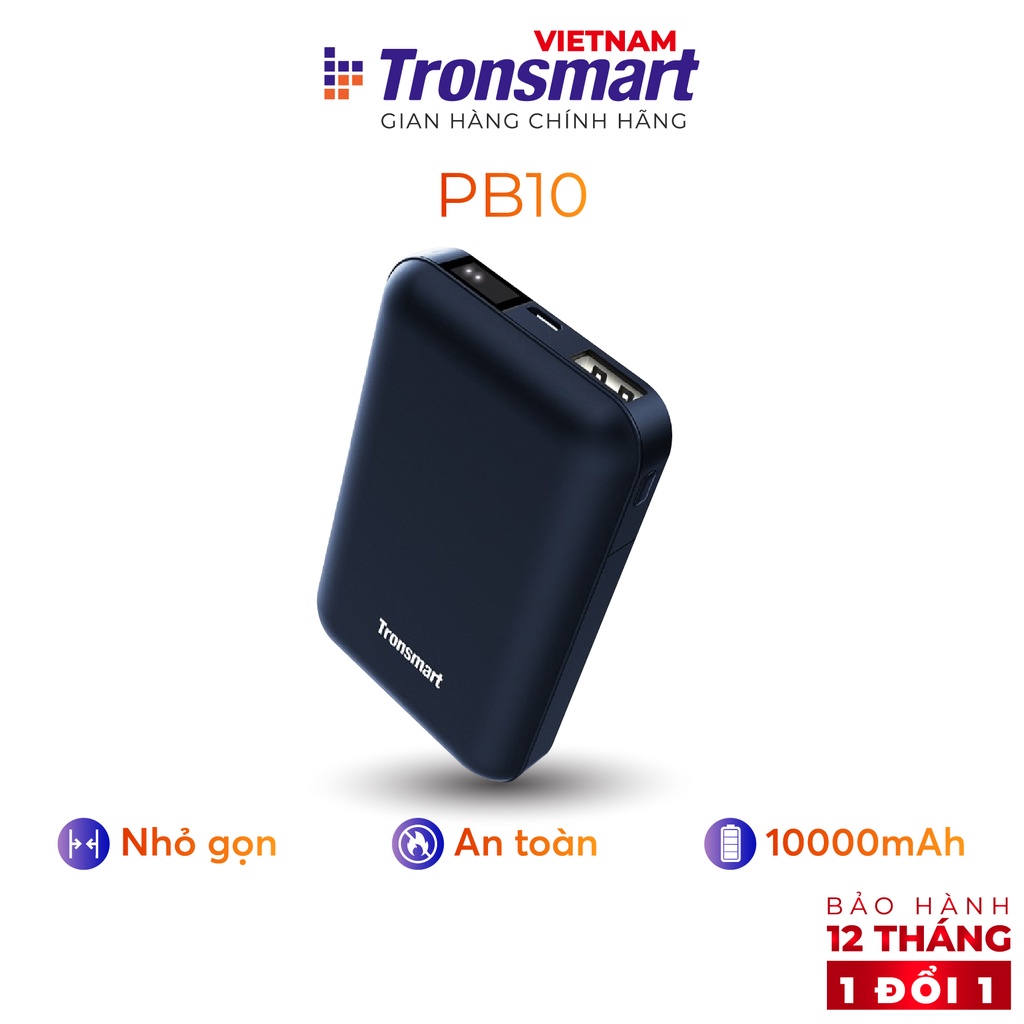 Sạc dự phòng 10000mAh Tronsmart PB10 Sạc nhanh Led hiển thị PIN - Hàng chính hãng - Bảo hành 12 tháng 1 đổi 1