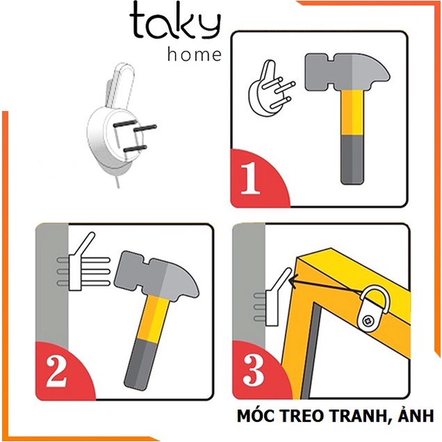 10 Móc Treo Tranh, Ảnh, Đồng Hồ, Móc Đinh 3 Chân, Không Cần Khoan Đục Tường, Siêu Chắc Chắn, Giá Rẻ. TakyHome 2220Set10