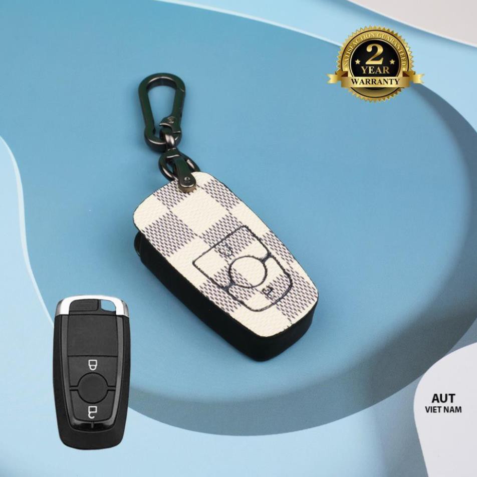 Bao da chìa khóa Smartkey Ford 2 nút (Ford Eco, Everest, Ranger, Explorer 2019) da Canvas L V xẻ túi