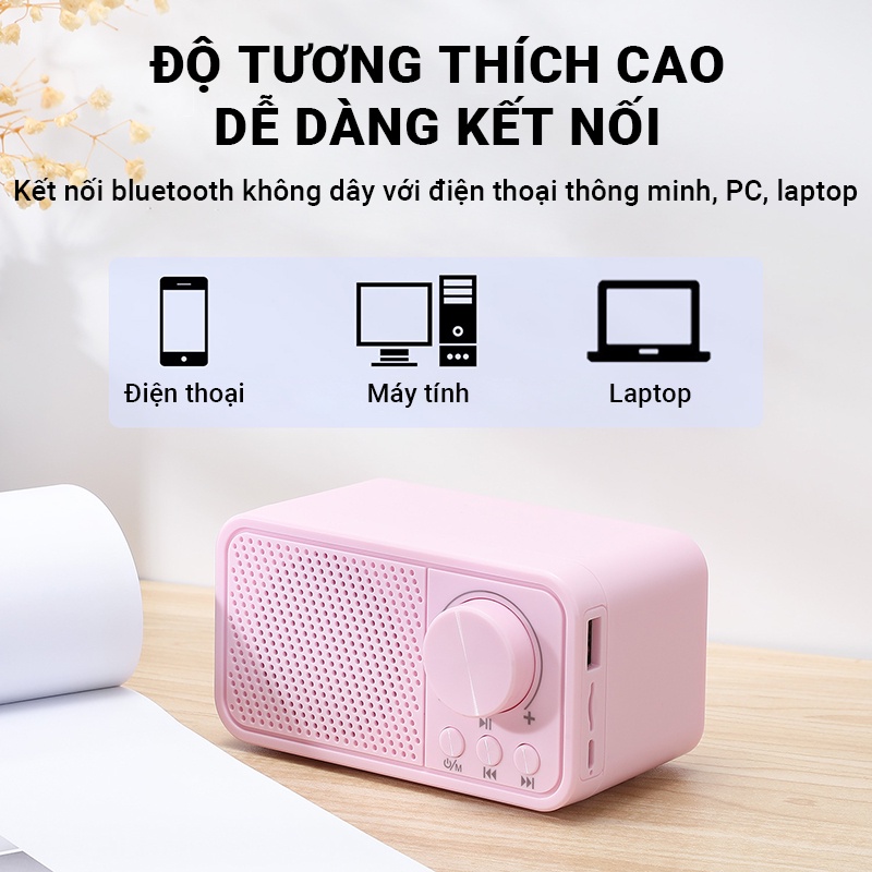 Loa bluetooth mini âm bass mạnh Cát Thái T-19FM công suất 5W dung lượng pin 1200mAh kết nối bluetooth không dây tiện lợi