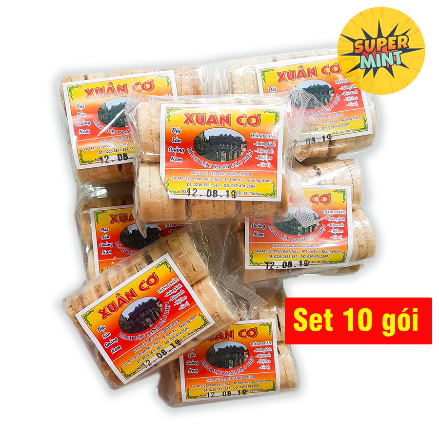 Set 10 gói bánh đậu xanh thịt heo 160g - Bánh đậu xanh Hội An - Bánh đậu xanh mặn