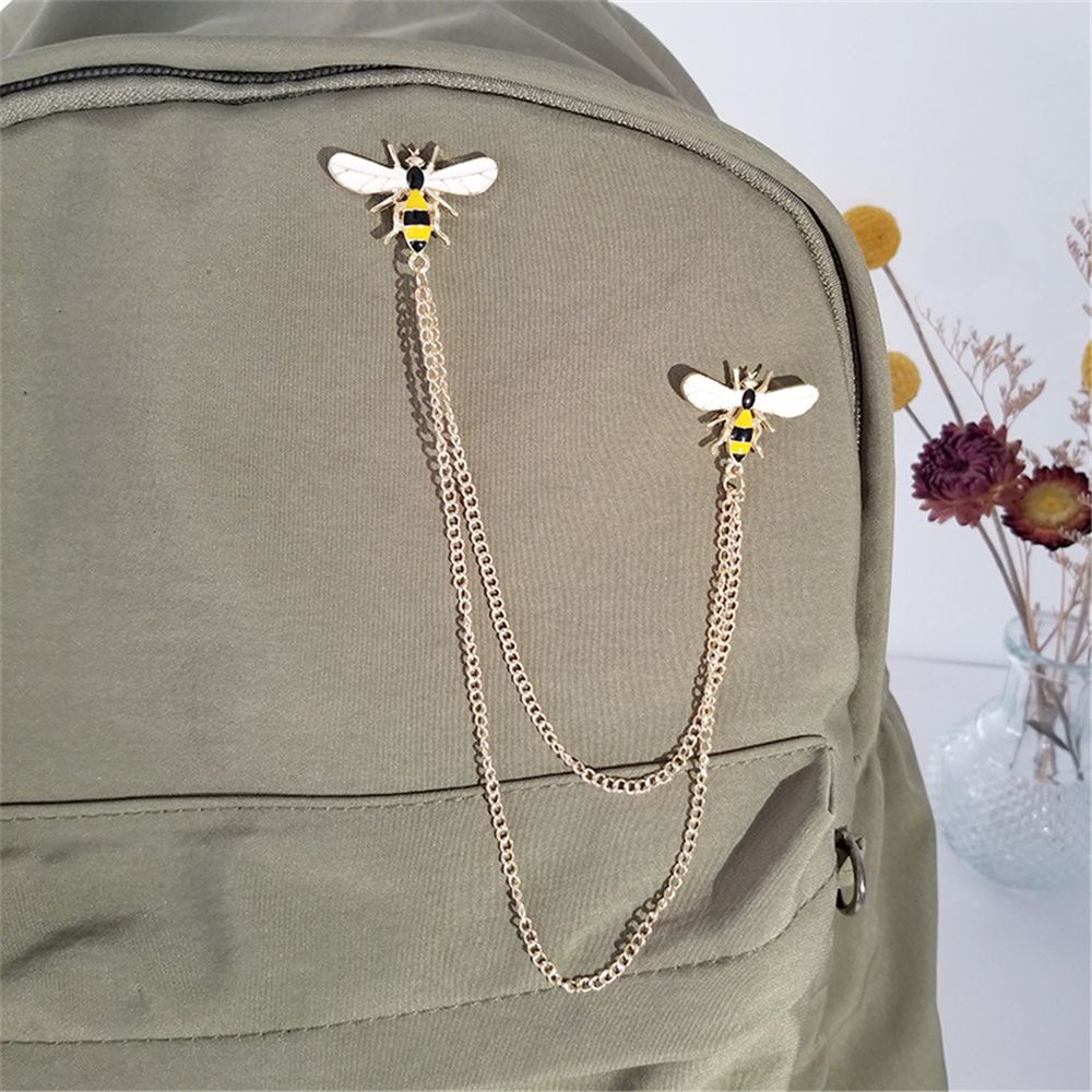 Ghim Cài Áo Bằng Hợp Kim Hình Ong Phối Dây Xích Tua Rua Thời Trang Cho Nữ