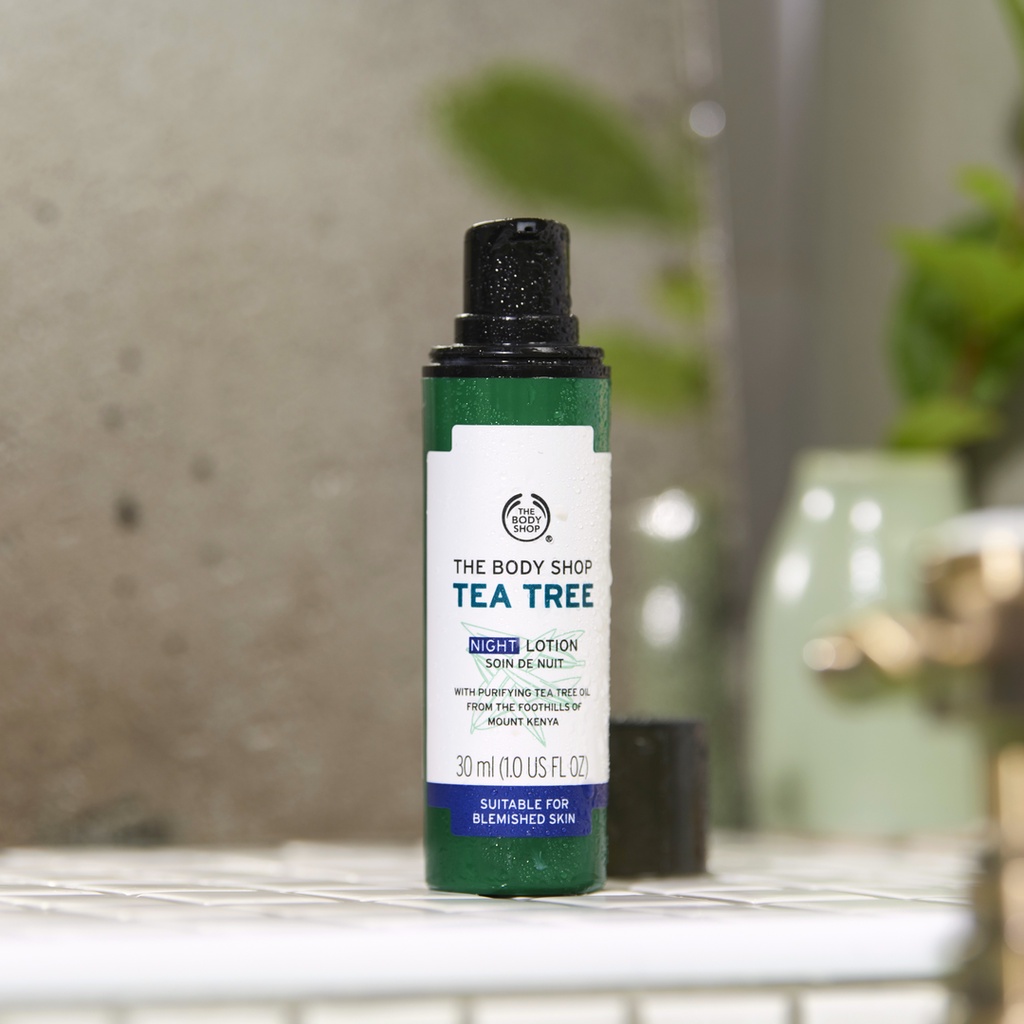 Sữa dưỡng ẩm đêm cho da mụn tea tree the body shop night lotion 30ml