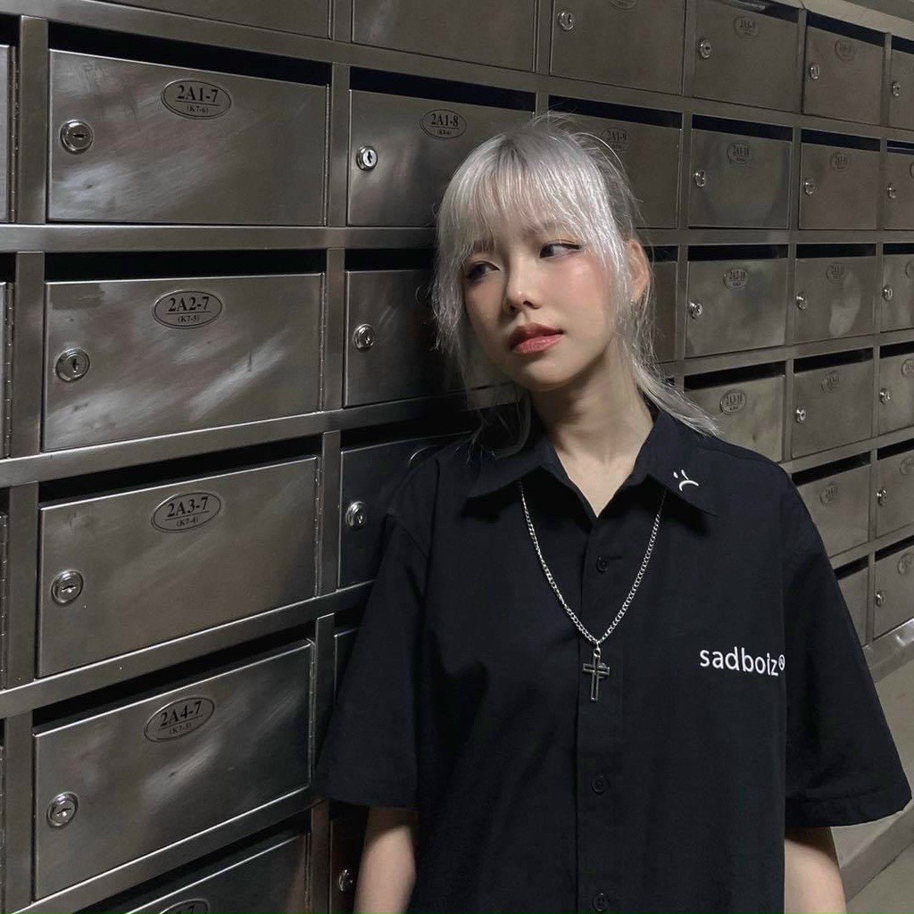 Áo sơ mi SADBOIZ sad signature oversized BLACK