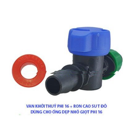 VAN KHỞI THỦY 16 DÙNG CHO ỐNG TƯỚI NHỎ GIỌT PHI 16 + RON CAO SU DẺO ĐỎ