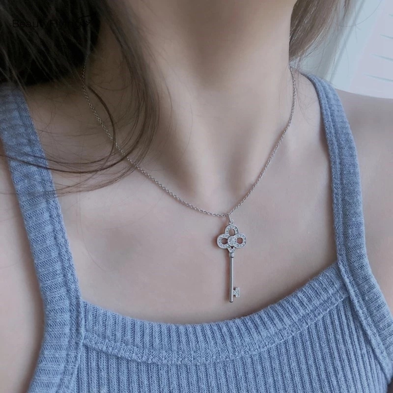 Vòng cổ Mạ Bạc 925 Mặt Hình Chìa Khóa Vương Miện