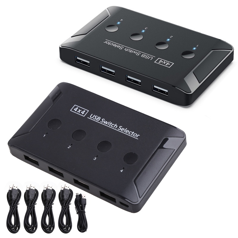 Công Tắc Chia 4 Cổng USB KVM KVM Ra USB2.0 Cho Máy In / Chuột / Bàn Phím