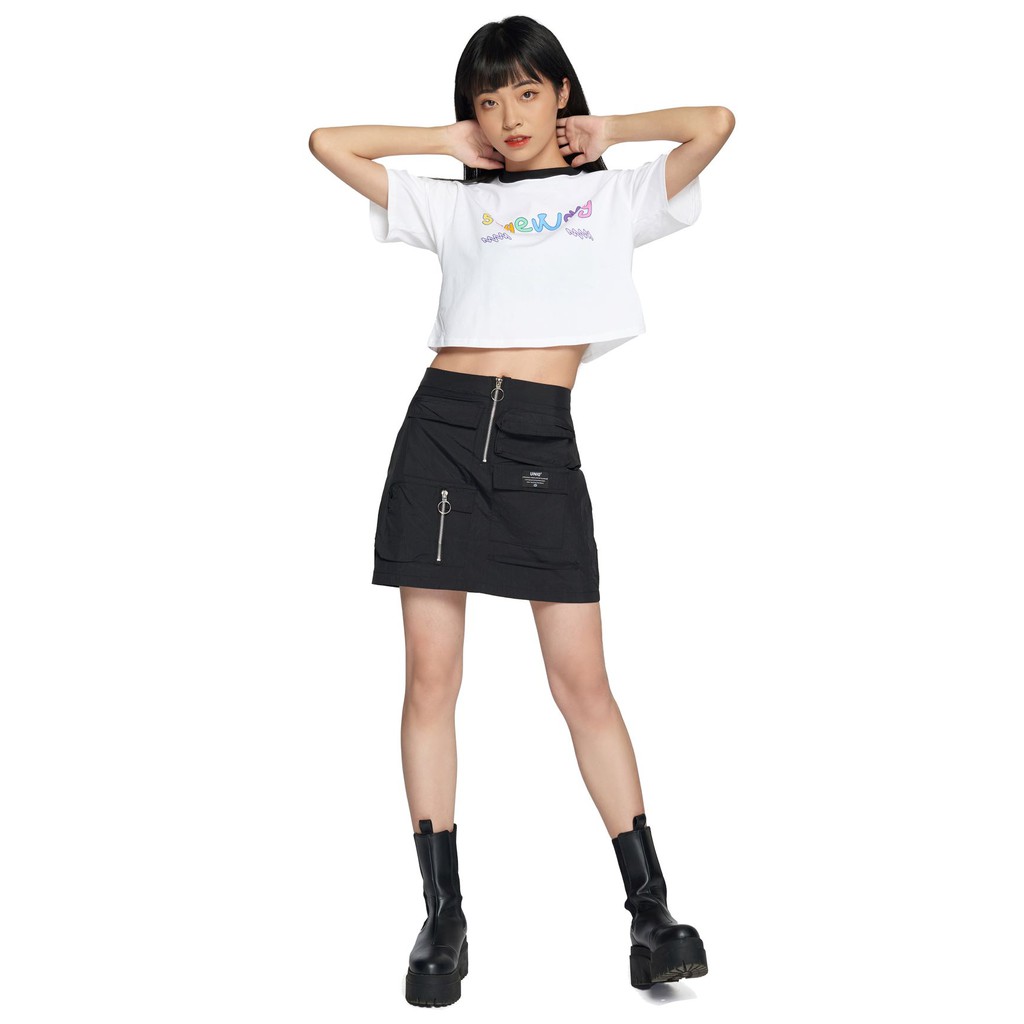 5THEWAY /teddy bear/ CROP TEE in WHITE aka Áo Croptop Trắng Tay Ngắn