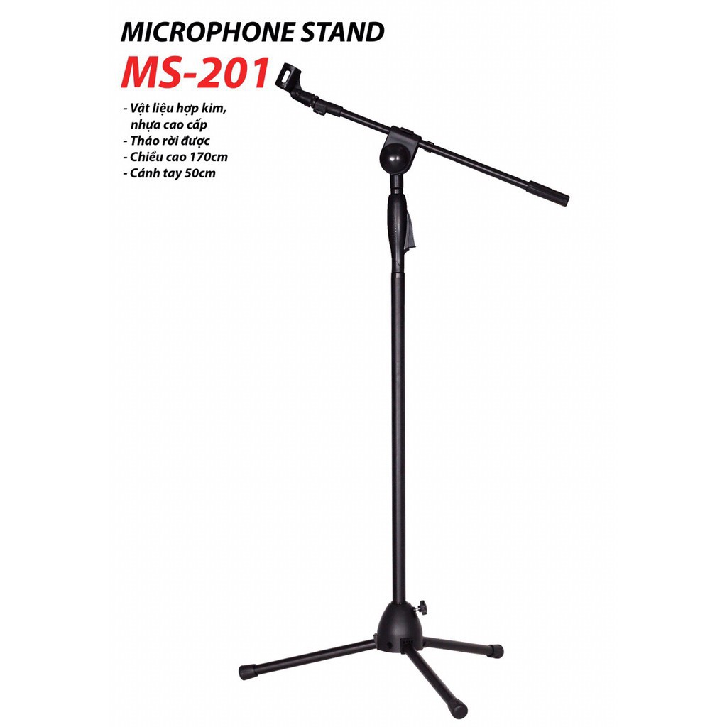 Chân Đứng Micro Boom Stand MS-201 dùng làm thu âm cho phòng thu, biểu diễn sân khấu, hội nghị - chân ms201