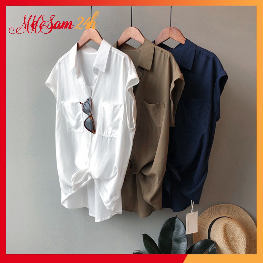 Áo sơ mi đũi nữ tay ngắn Mẹ Sam 24h áo kiểu bigsize, chất liệu mềm mát, form trẻ trung phá cách SMH.33 | BigBuy360 - bigbuy360.vn