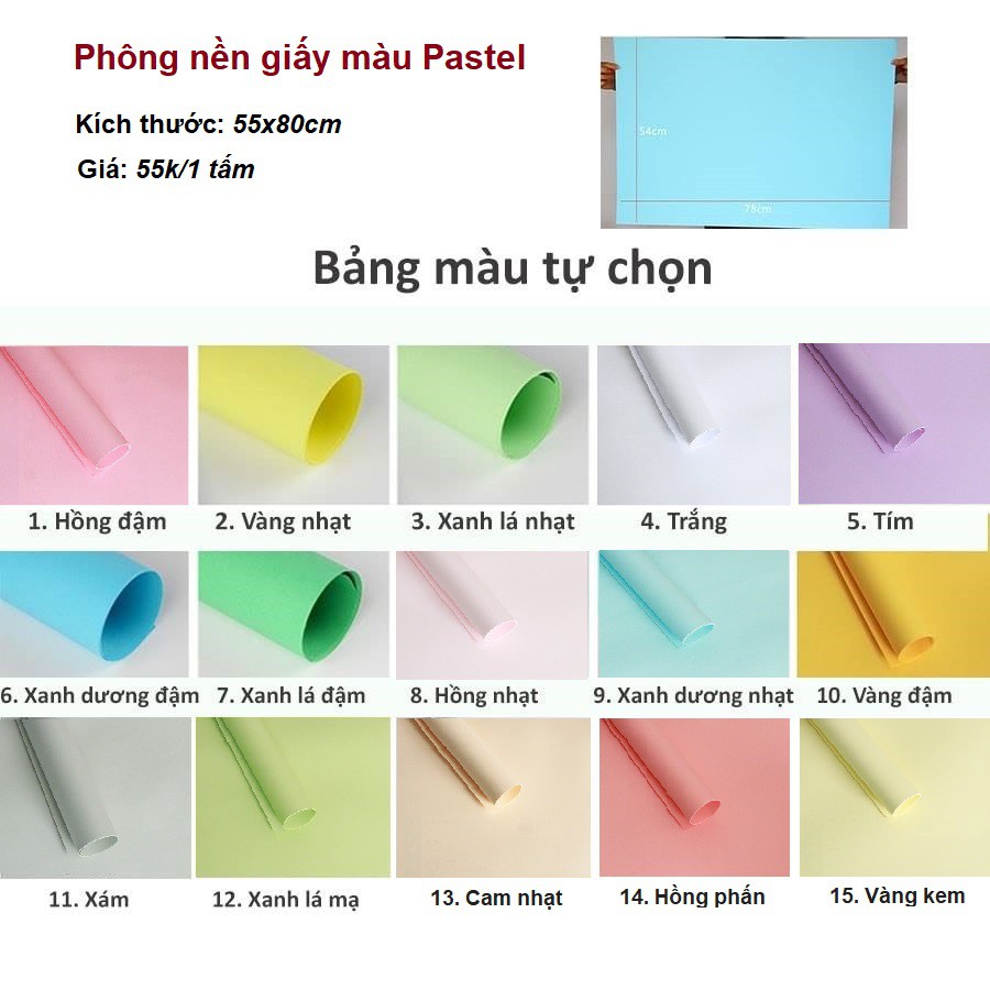 GIẤY MÀU PASTER 55x80cm