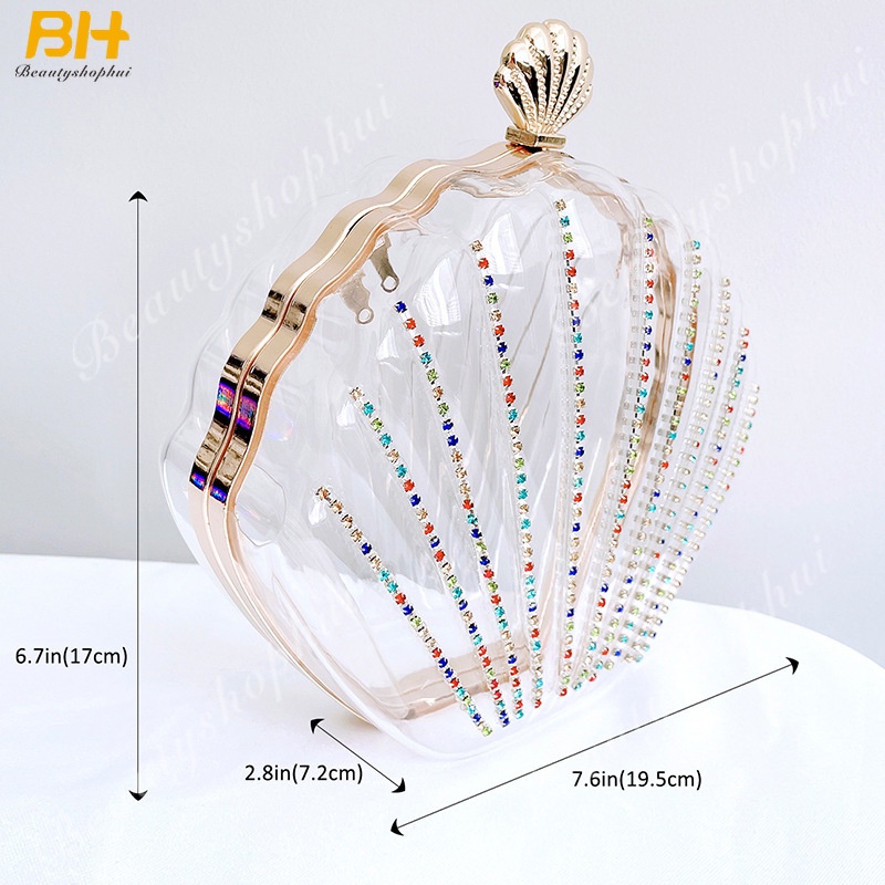 Túi Đeo Chéo Trong Suốt Đính Hạt Thời Trang Cho Nữ