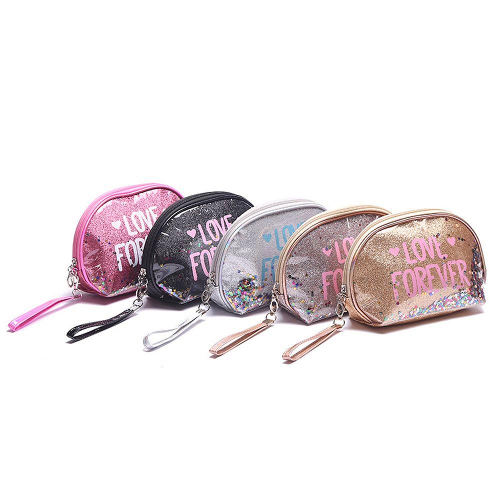 AROMA Túi Đựng Bút Chì / Mỹ Phẩm Đính Sequin Lấp Lánh Chống Thấm Nước Có Khóa Kéo Tiện Dụng Cho Nữ