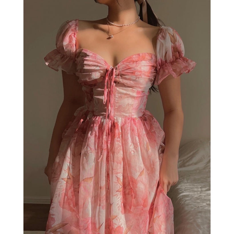 (HCM) ĐẦM VOAN HOA DỰ TIỆC SANG TRỌNG TÔN DÁNG , THỜI TRANG LỊCH THIỆP QUÝ PHÁI CHO CÁC NÀNG KME STORE