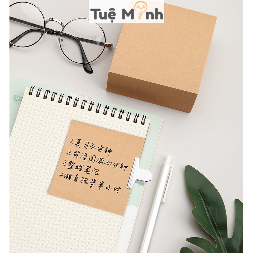 Set 400 tờ giấy note ghi chú màu kraft trơn 10x10cm siêu dày NO10