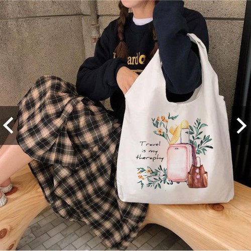 TOTE CANVAS TRAVEL SUMMER FORM TRÒN TÚI VẢI ĐEO VAI BAG NÚT BẤM SIZE LỚN AOMIVN DU LỊCH DẠO PHỐ CÁ TÍNH