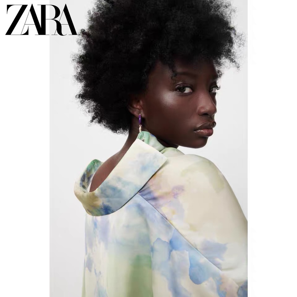 Zara Áo Sơ Mi Lụa satin Form Rộng Thời Trang Thanh Lịch Cho Nữ