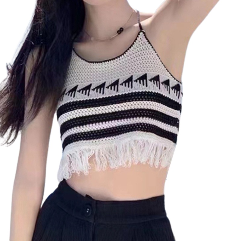 Áo Croptop Dệt Kim Sát Nách Buộc Dây Nhiều Màu Sắc Phong Cách Boho Cổ Điển Quyến Rũ Thời Trang Mùa Hè Cho Nữ Y2K