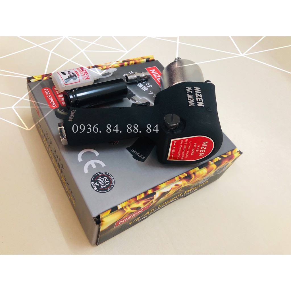 Súng bắn bulong 1/2'' Nizen đen N233 máy siết ốc bulong bằng khí nén dụng cụ sửa chữa Kako store
