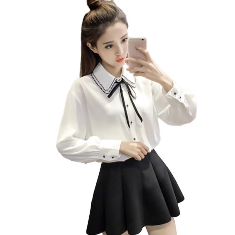 Áo Sơ Mi Chiffon Dáng Ôm Phong Cách Preppy Dễ Phối Đồ Cho Nữ