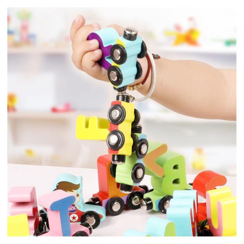 Đồ chơi giáo dục, đoàn tàu chữ cái/số đếm nam châm từ  tính cho bé