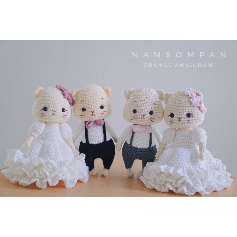 Set 2 Mèo Nhồi Bông Bằng Len Cao Cấp Cho Bé - Thú Bông Handmade Đan Móc Thủ Công Bằng Tay