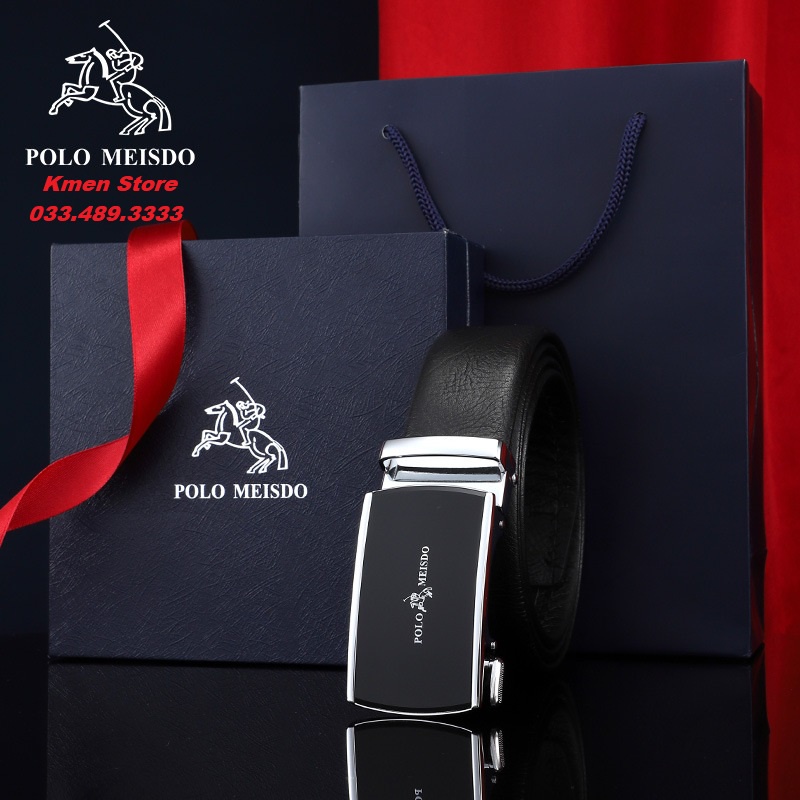 Thắt Lưng Nam Dây Nịt Nam Da Bò Thật POLO MEISDO Full Hộp Sang Trọng Kiểu Dáng Hàn Quốc PL25