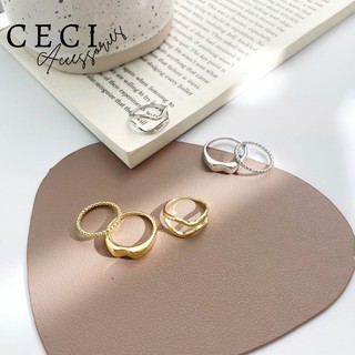 Set nhẫn nữ 3 chiếc basic màu vàng Gold Ceci