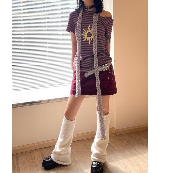 Áo Thun polo Tay Dài Dáng Ôm In Họa Tiết Y2k Millennium grunge Pure Desire Phong Cách Sang Trọng