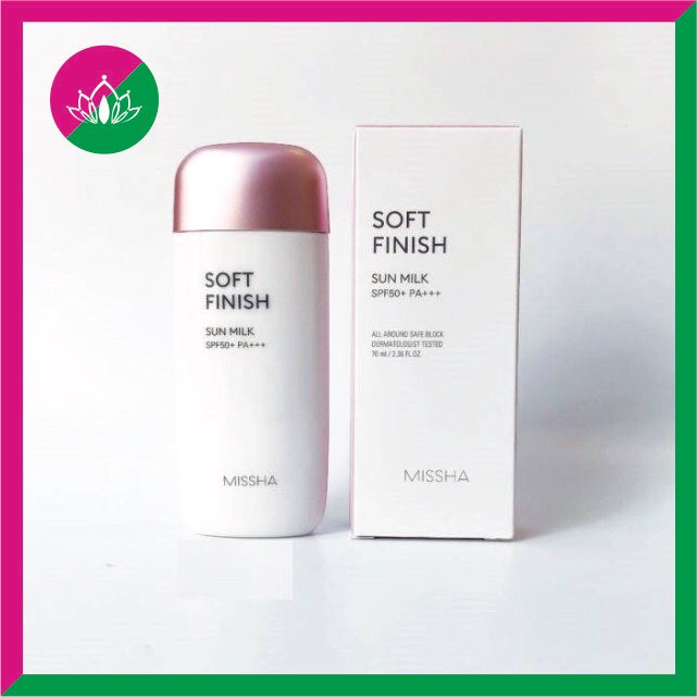 Kem chống nắng Misha hồng Missha All-around Safe Block Soft Finish Sun Milk SPF50+/PA+++ 70ml chính hãng, kiềm dầu tốt