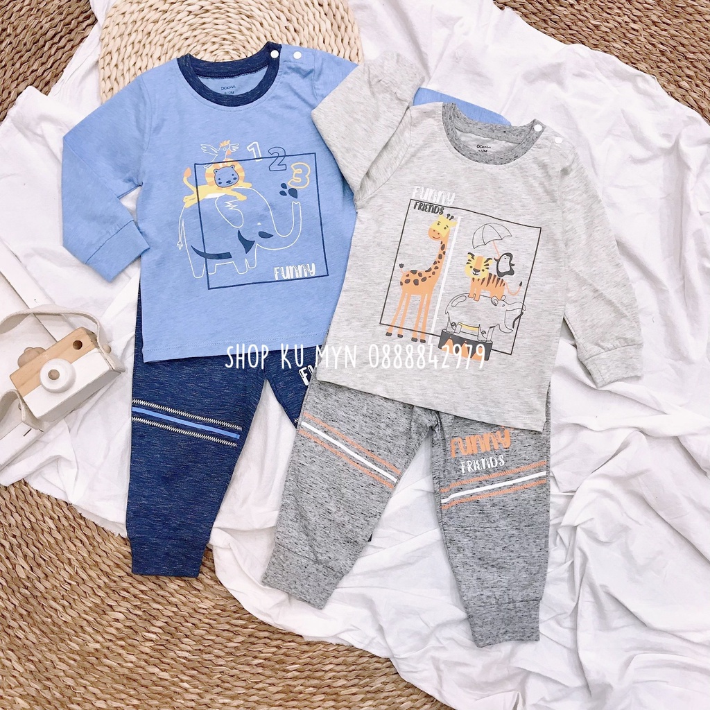 Bộ dài tay cho bé trai , bộ thu đông vải cotton mặc điều hoà Dokma DMB356