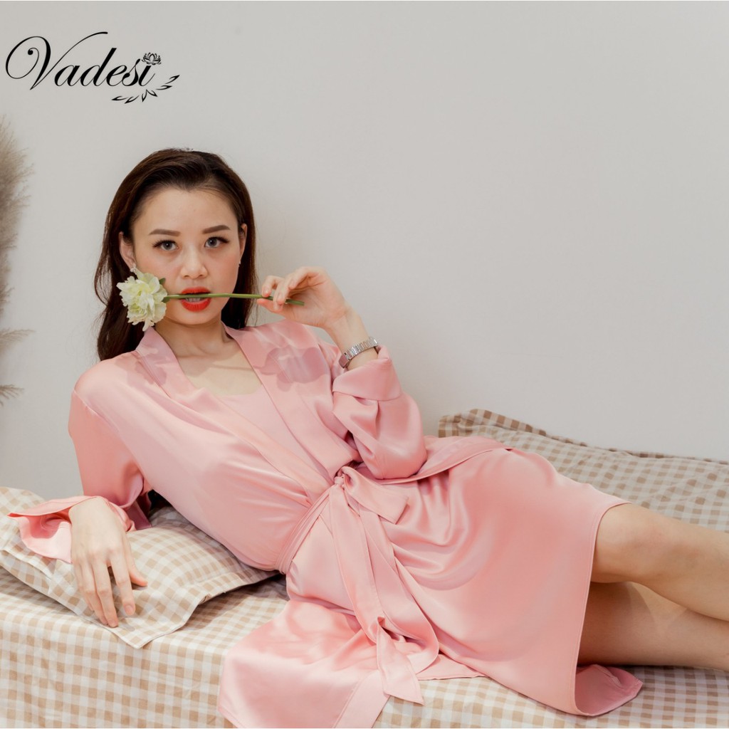 [ CHÍNH HÃNG] Set Đầm Ngủ Lụa Cao Cấp Vadesi, Váy Ngủ Luxury 2 Dây Lụa Tơ Mềm Mịn Phong Cách Nhật Sang Đẹp