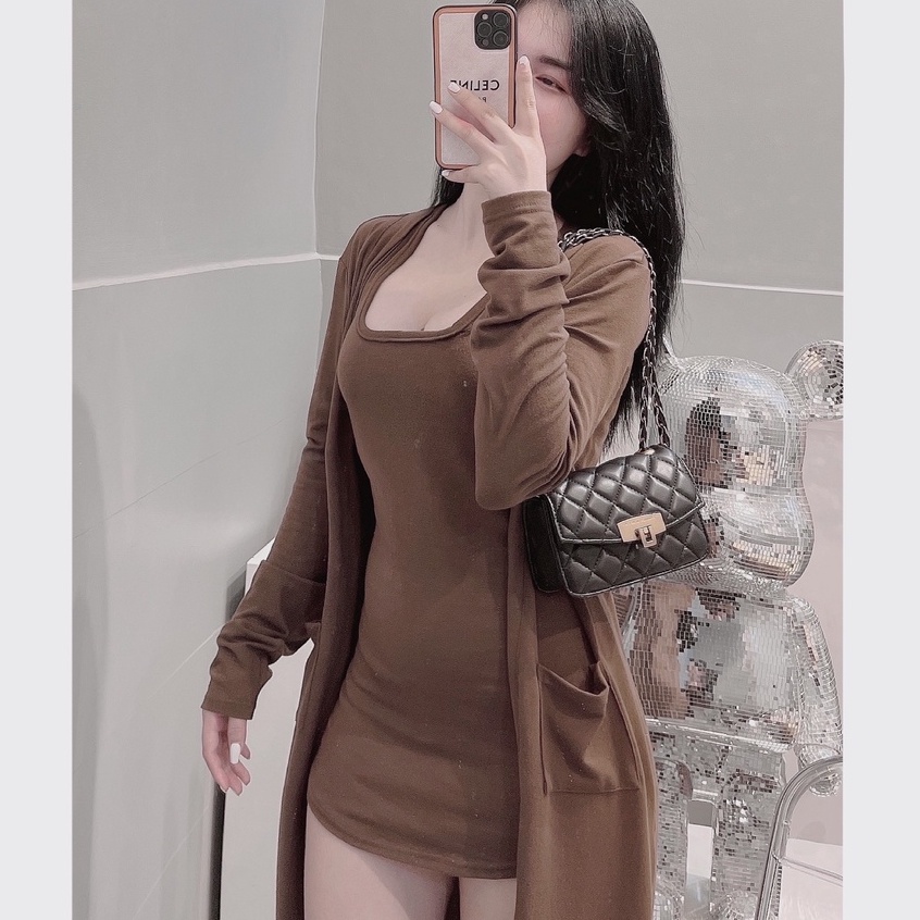 Túi xách nữ C.N.K khóa gập ô trám mini size 18