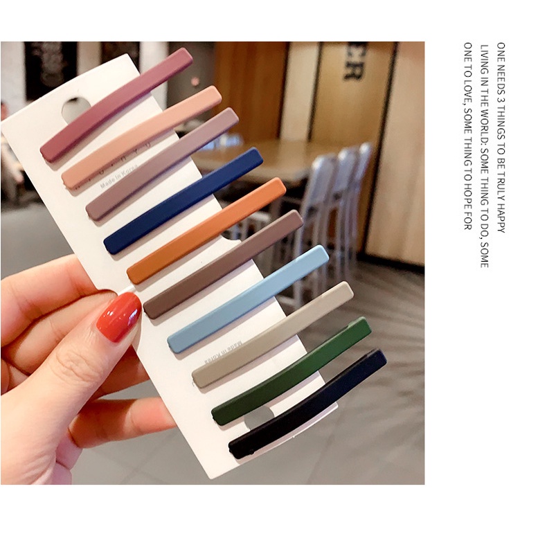 Bộ 10 Kẹp Tóc Mỏ Vịt Bằng Kim Loại Màu Sắc Đơn Giản Phong Cách Hàn Quốc Dành Cho Nữ