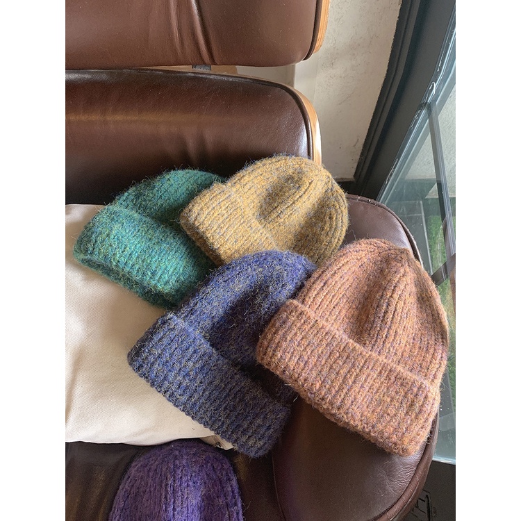 Mũ Len Dệt Kim Dày Dặn Giữ Ấm Tai Thời Trang Thu Đông Dành Cho Nữ